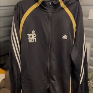 Adidas Men's Black and Gold Windbreaker